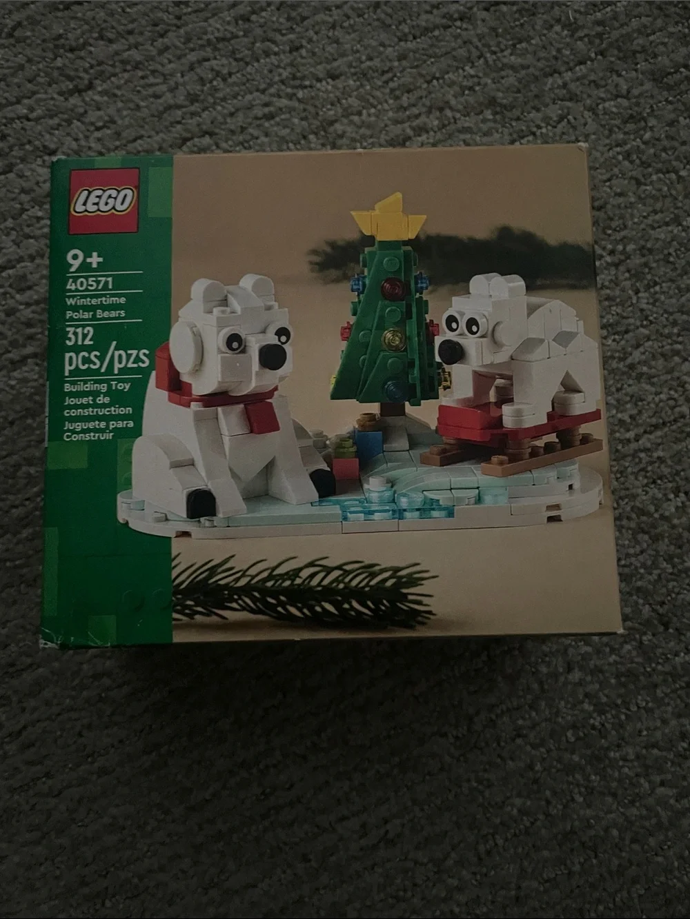 LEGO White Polar Bears with Green Christmas Tree Holiday Display